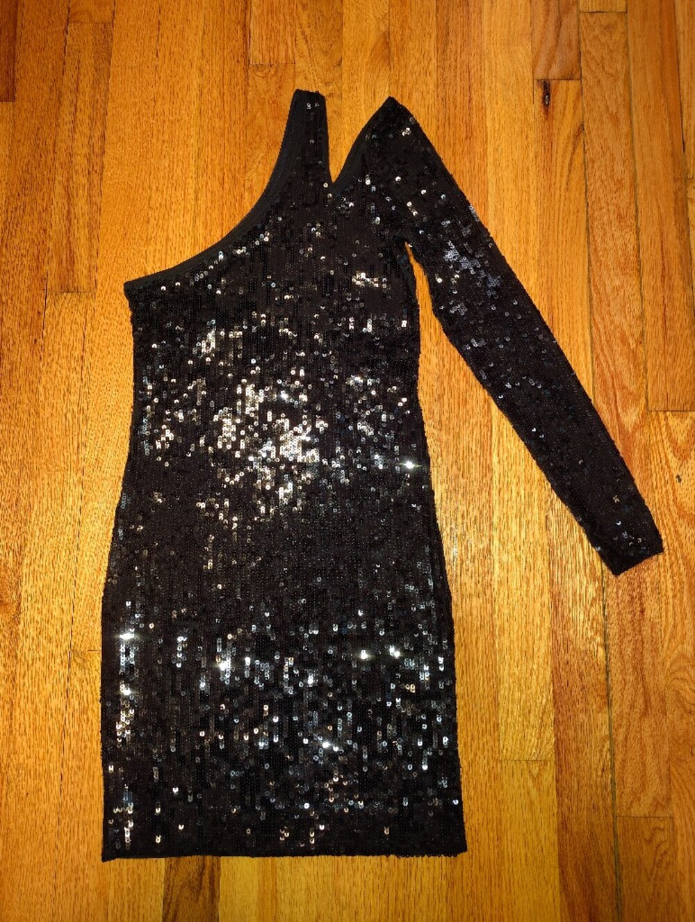 Moda International Black One-Shoulder Sequin Bodycon Dress XS